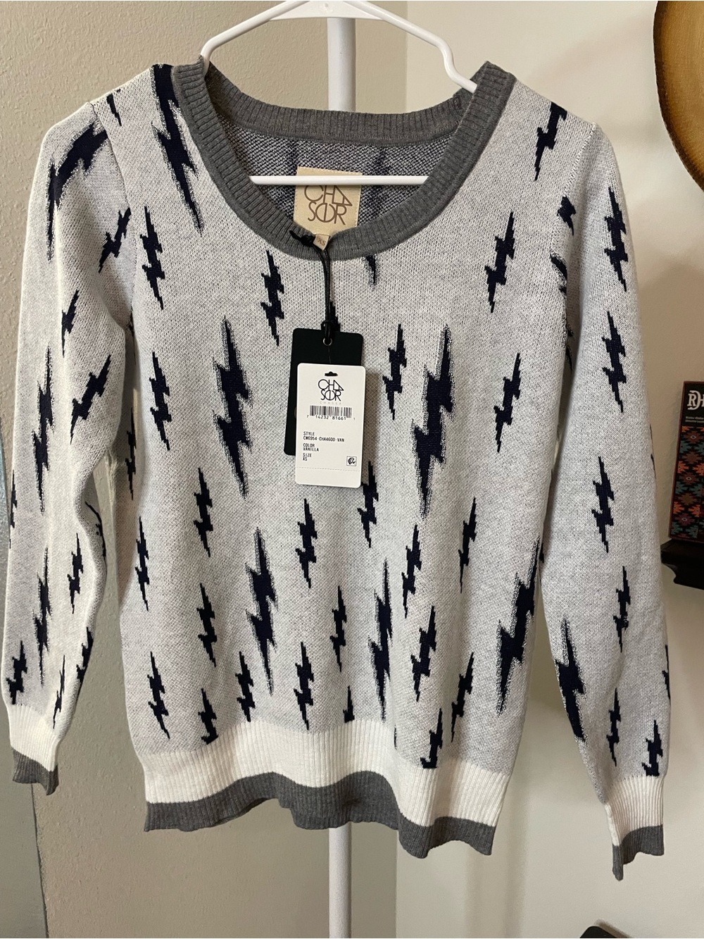 Chaser Crewneck Sweater with Lightning Bolt Pattern - Picture 2 of 6